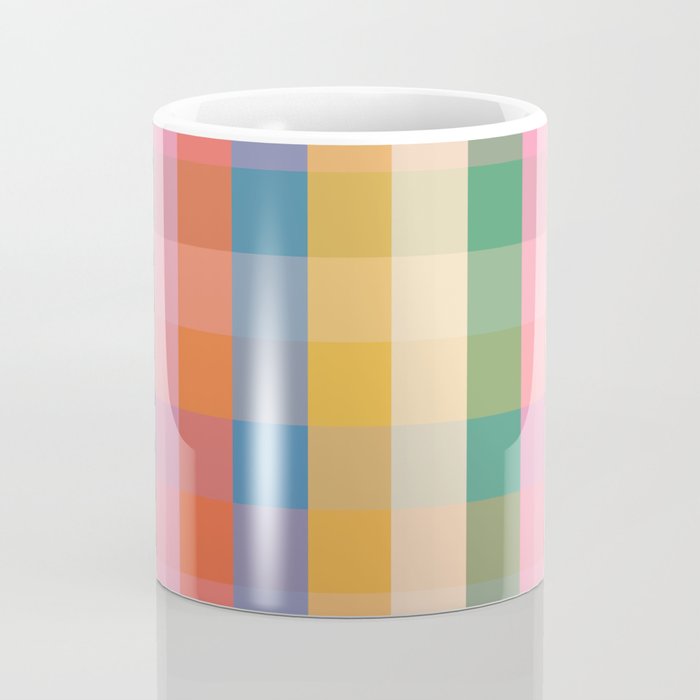 Rainbow Plaid Colorful Check Pattern Coffee Mug Gallery Image 4