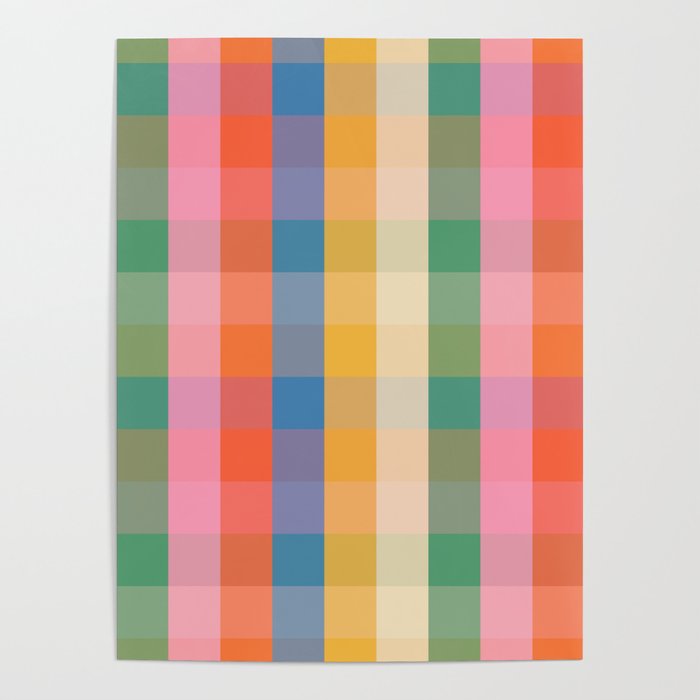 Rainbow Plaid Colorful Check Pattern Poster Gallery Image 4