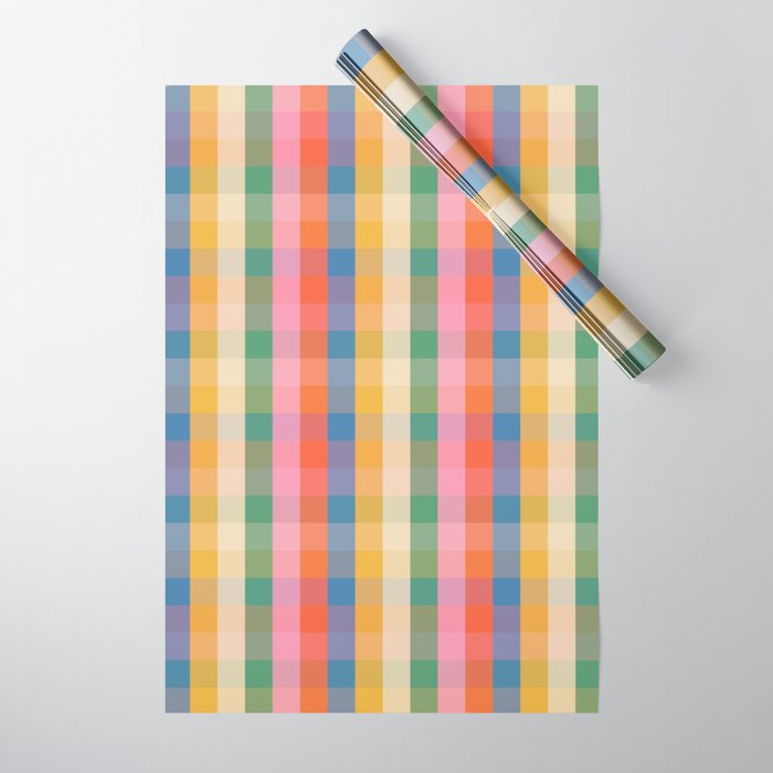 Rainbow Plaid Colorful Check Pattern Wrapping Paper Gallery Image 1