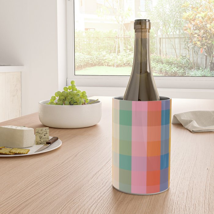 Rainbow Plaid Colorful Check Pattern Wine Chiller Gallery Image 4