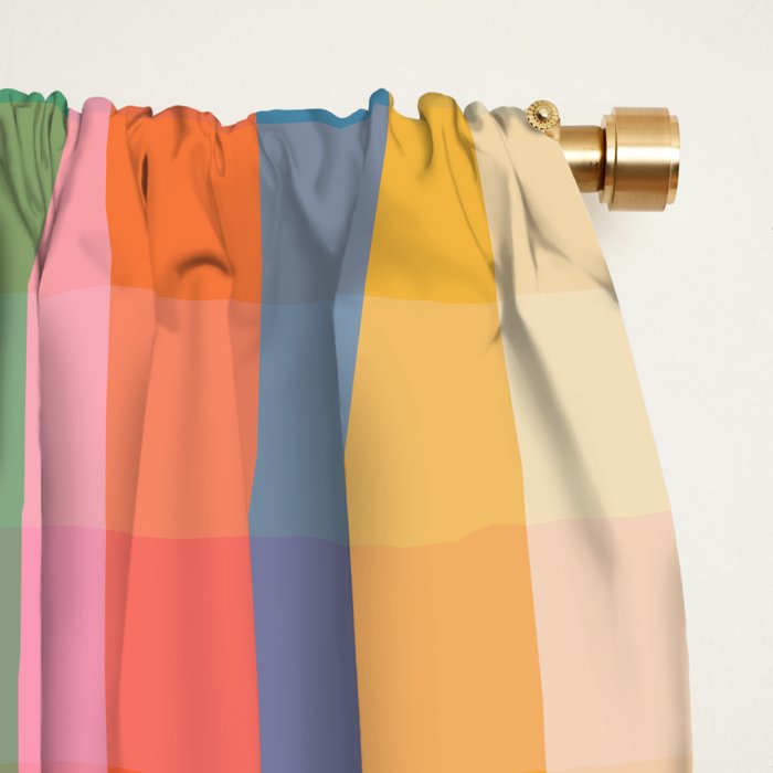 Rainbow Plaid Colorful Check Pattern Window Curtain Gallery Image 2