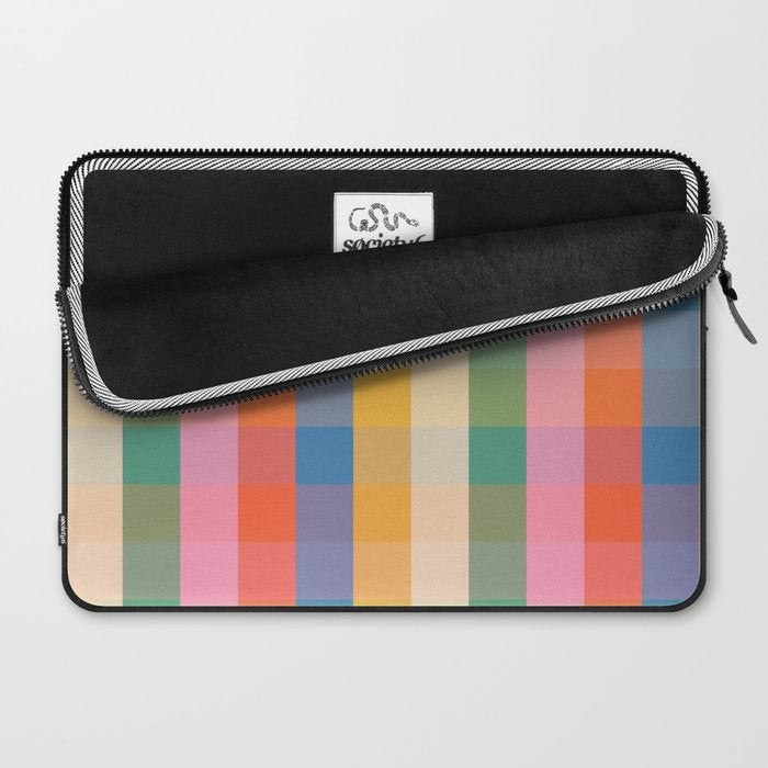 Rainbow Plaid Colorful Check Pattern Laptop Sleeve Gallery Image 2