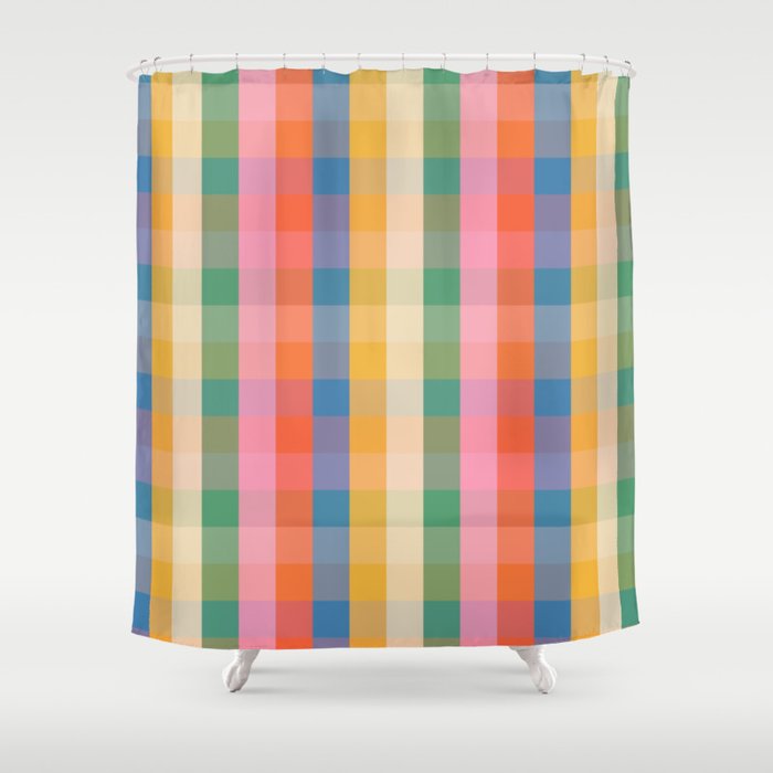 Rainbow Plaid Colorful Check Pattern Shower Curtain Gallery Image 1