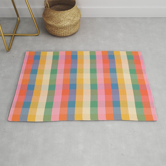 Rainbow Plaid Colorful Check Pattern Rug Gallery Image 1
