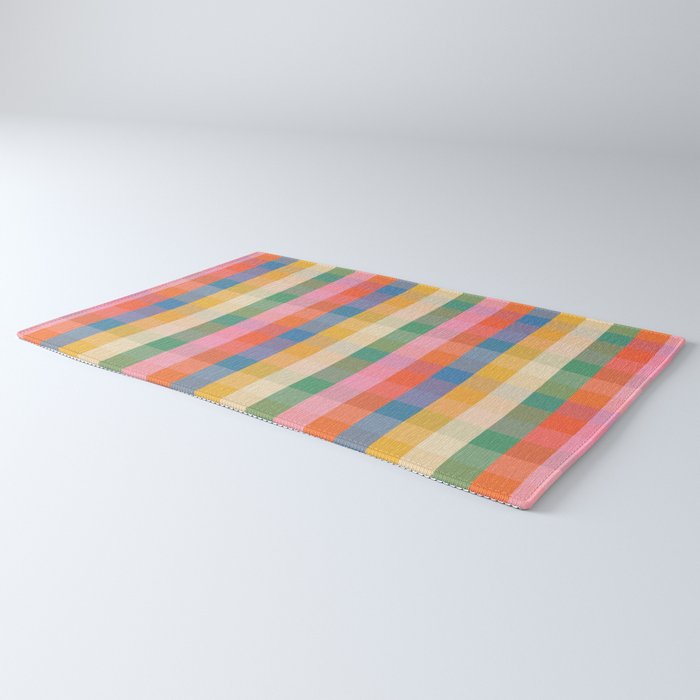 Rainbow Plaid Colorful Check Pattern Rug Gallery Image 3