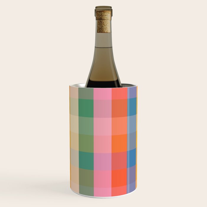 Rainbow Plaid Colorful Check Pattern Wine Chiller Gallery Image 1
