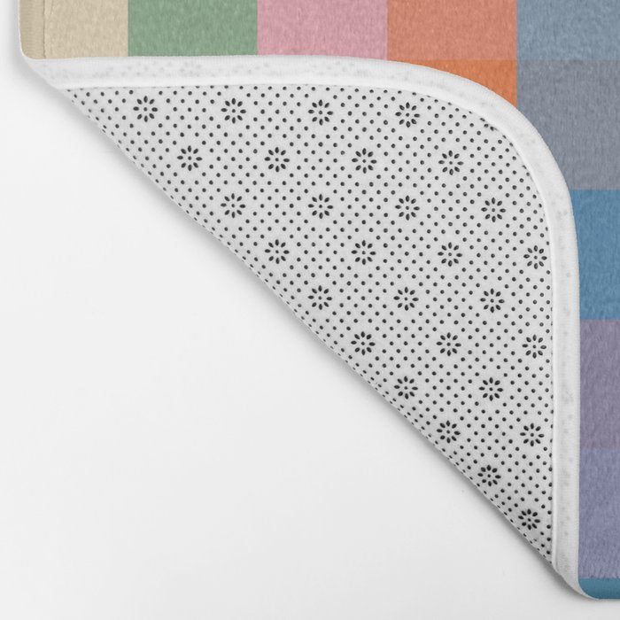 Rainbow Plaid Colorful Check Pattern Bath Mat Gallery Image 2
