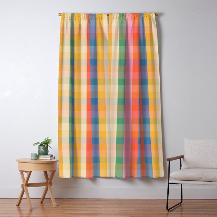 Rainbow Plaid Colorful Check Pattern Window Curtain Gallery Image 5