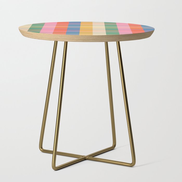 Rainbow Plaid Colorful Check Pattern Side Table Gallery Image 1