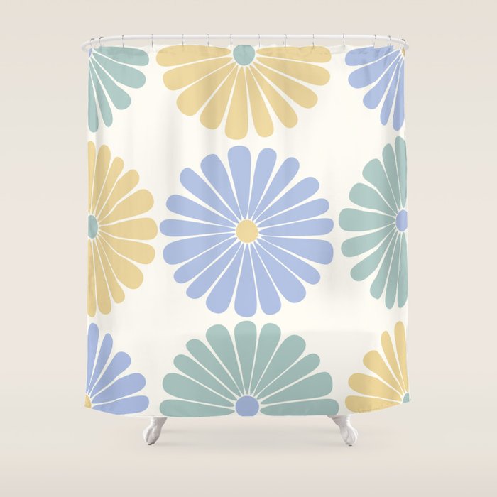 Retro Summer Daisies IV Shower Curtain Gallery Image 1