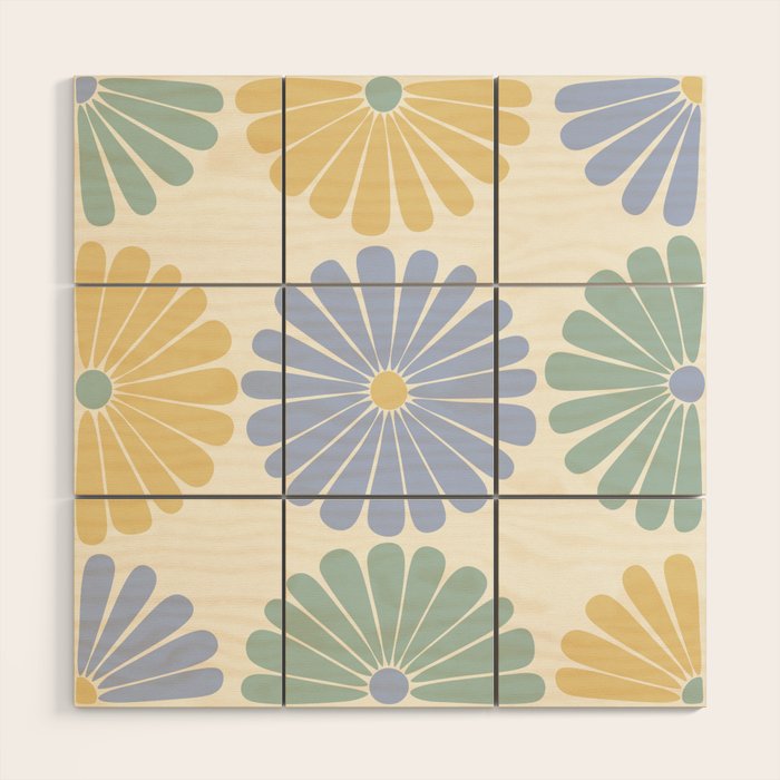 Retro Summer Daisies IV Wood Wall Art Gallery Image 1