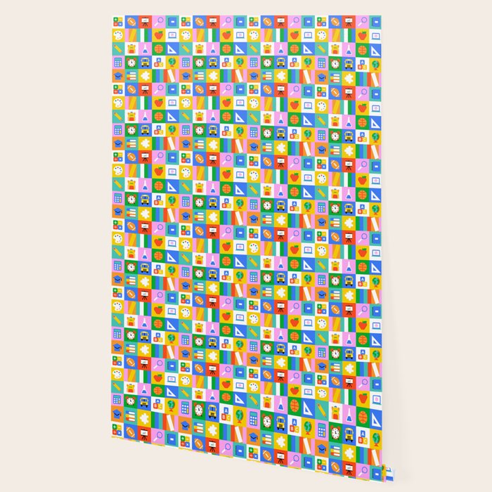 Colorful back to school geometric mosaic pattern Wallpaper Gallery Image 2