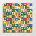 Colorful back to school geometric mosaic pattern Wood Wall Art Gallery Image 1