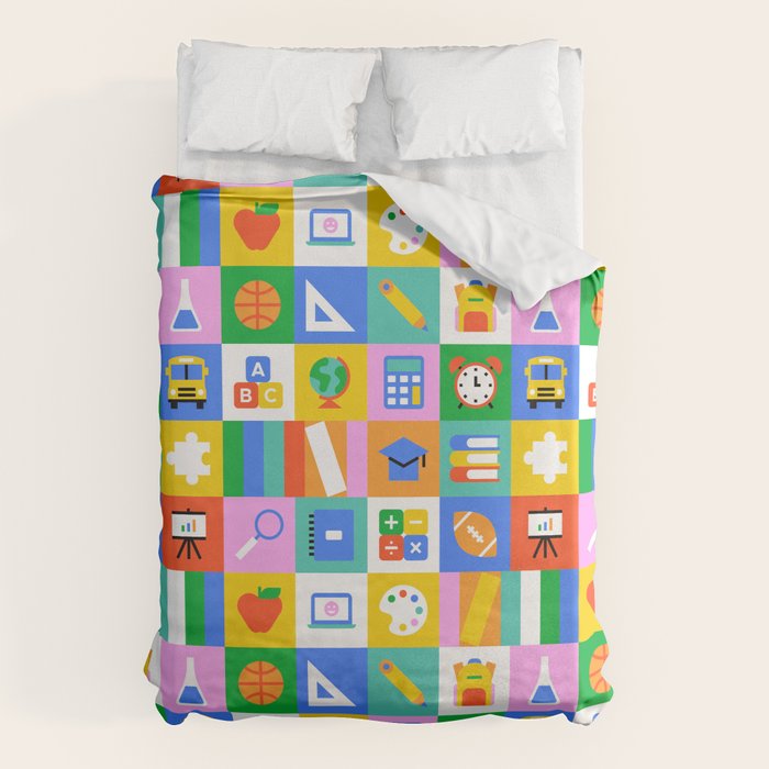 Colorful back to school geometric mosaic pattern Duvet Cover Gallery Image 6