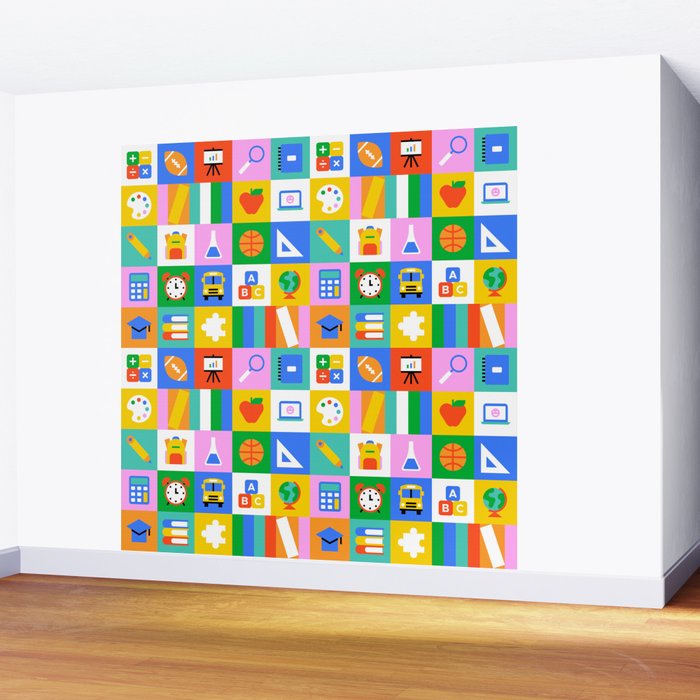 Colorful back to school geometric mosaic pattern Wall Mural Gallery Image 2