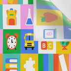 Colorful back to school geometric mosaic pattern Wall Tapestry Gallery Image 3