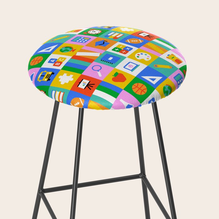Colorful back to school geometric mosaic pattern Stool Gallery Image 2