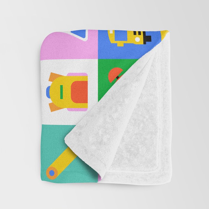 Colorful back to school geometric mosaic pattern Throw Blanket Gallery Image 3