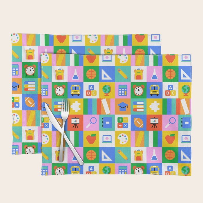 Colorful back to school geometric mosaic pattern Placemat Gallery Image 1