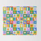 Colorful back to school geometric mosaic pattern Throw Blanket Gallery Image 2