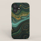 Abstract Gold Glitter Malachite Marble Landscapes iPhone Case Gallery Image 1