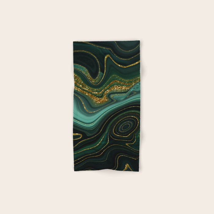 Abstract Gold Glitter Malachite Marble Landscapes Bath Towel Gallery Image 1