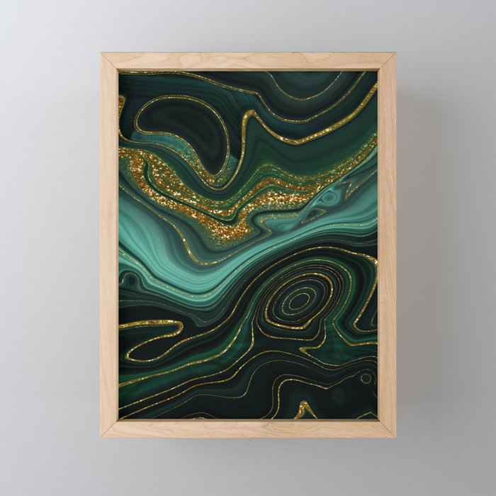 Abstract Gold Glitter Malachite Marble Landscapes Mini Art Print Gallery Image 1