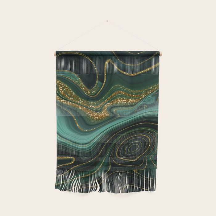 Abstract Gold Glitter Malachite Marble Landscapes Wall Hanging Gallery Image 1