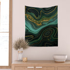 Abstract Gold Glitter Malachite Marble Landscapes Wall Tapestry Gallery Image 2