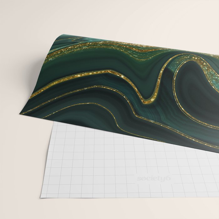 Abstract Gold Glitter Malachite Marble Landscapes Wrapping Paper Gallery Image 2