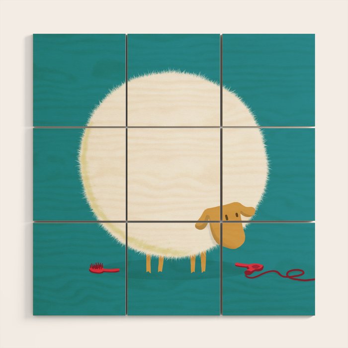 Fluffy Sheep Wood Wall Art Gallery Image 1