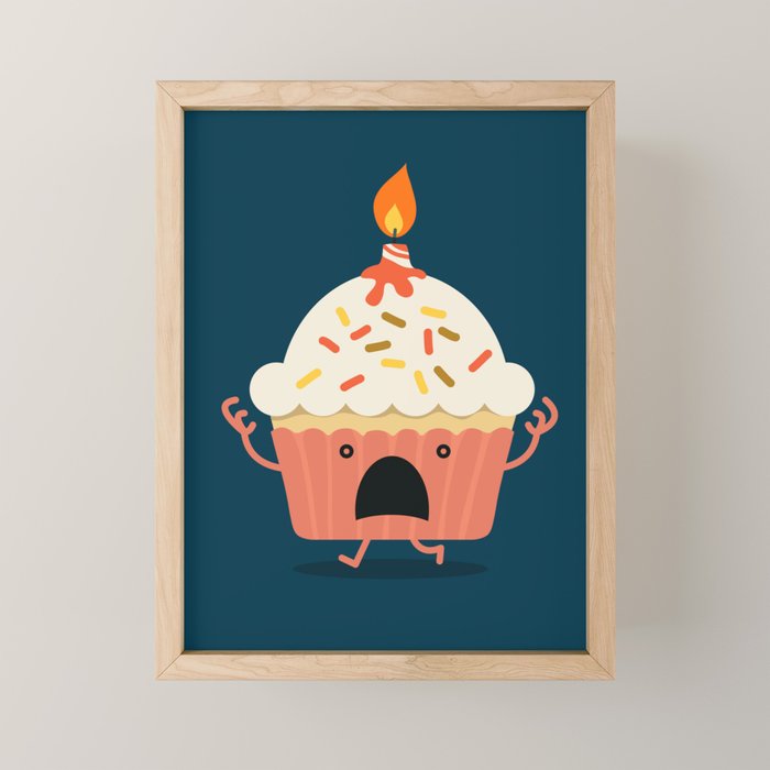 Cupcake on fire Mini Art Print Gallery Image 1