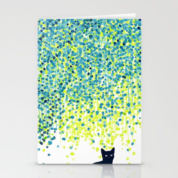 Cat in the garden under willow tree Stationery Card Gallery Image 1