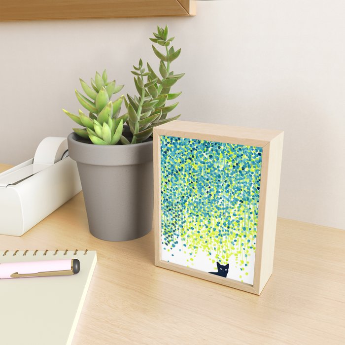 Cat in the garden under willow tree Mini Art Print Gallery Image 2