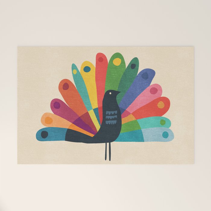 Whimsical Peacok Welcome Mat Gallery Image 1