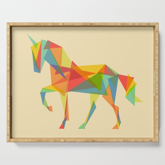 Fractal Geometric Unicorn Serving Tray Gallery Image 1