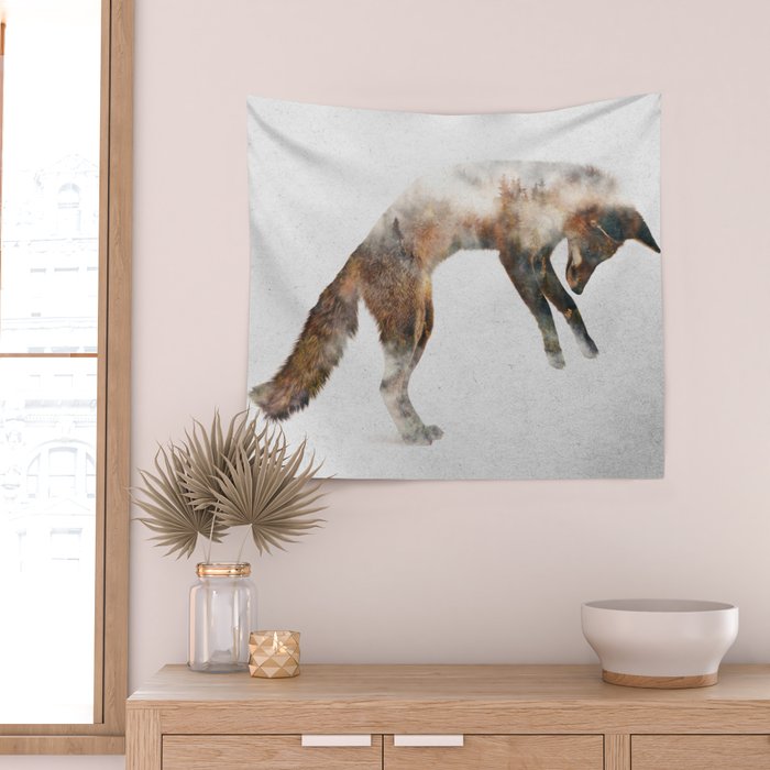 Jumping Fox Wall Tapestry Gallery Image 2