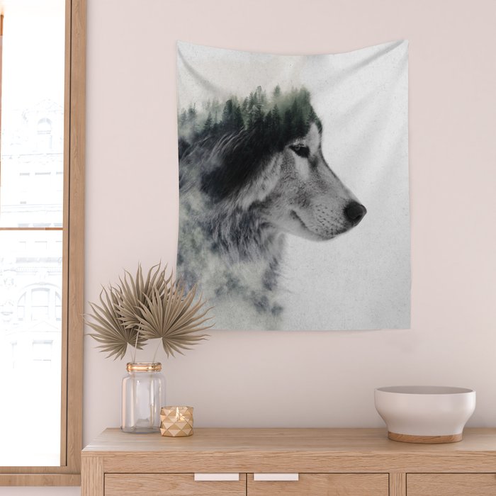 Wolf Stare Wall Tapestry Gallery Image 2