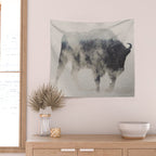 Bison In The Fog Wall Tapestry Gallery Image 2