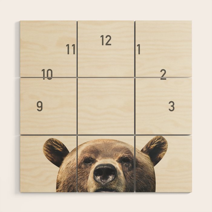 Bear Clock Wood Wall Art Gallery Image 1