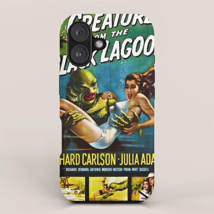 Vintage Creature from the Black Lagoon horror movie lobby theatrical poster card No. 2 green iPhone Case Gallery Image 1