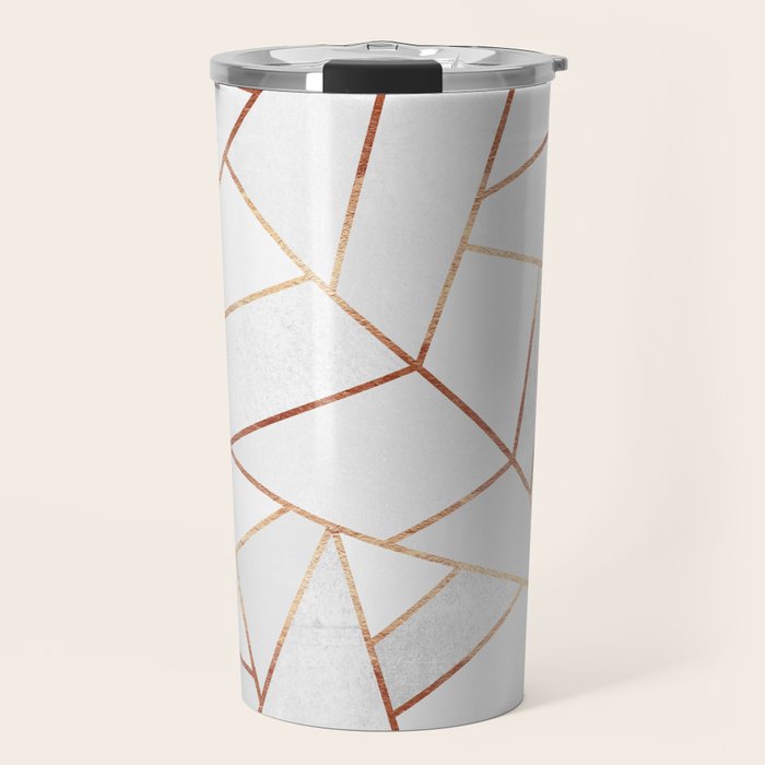 White Stone & Copper Lines Travel Mug Gallery Image 1