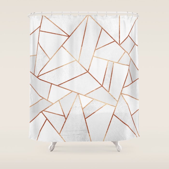 White Stone & Copper Lines Shower Curtain Gallery Image 1