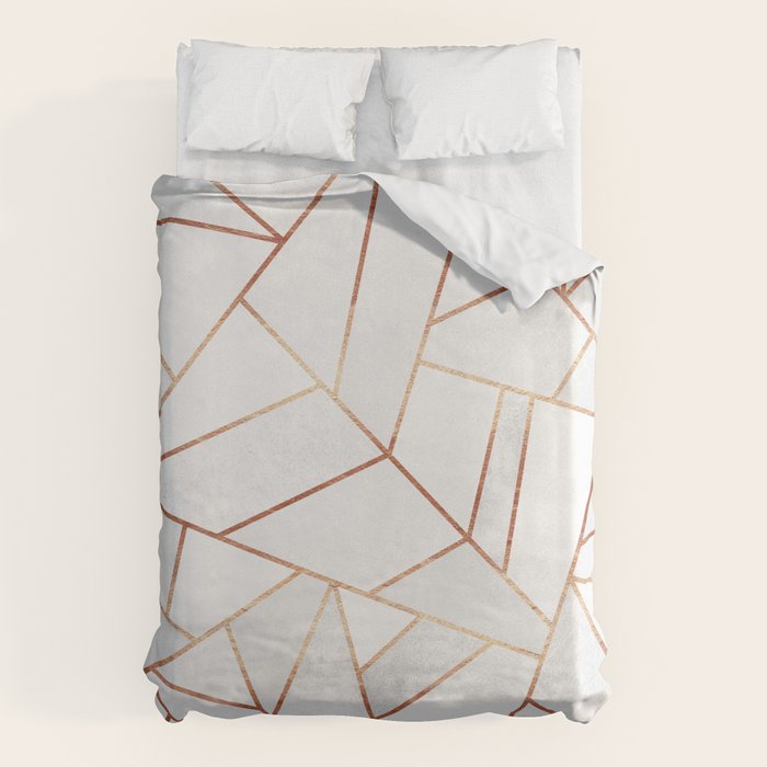 White Stone & Copper Lines Duvet Cover Gallery Image 1