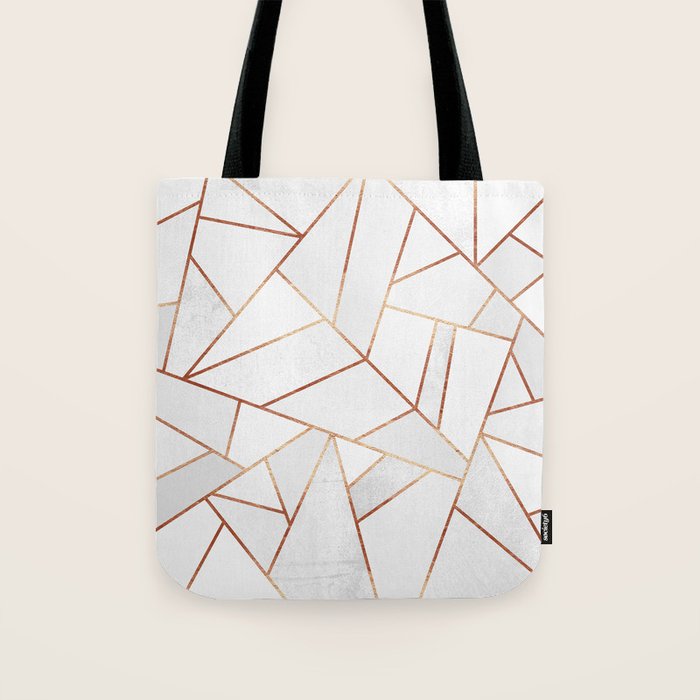 White Stone & Copper Lines Tote Bag Gallery Image 1