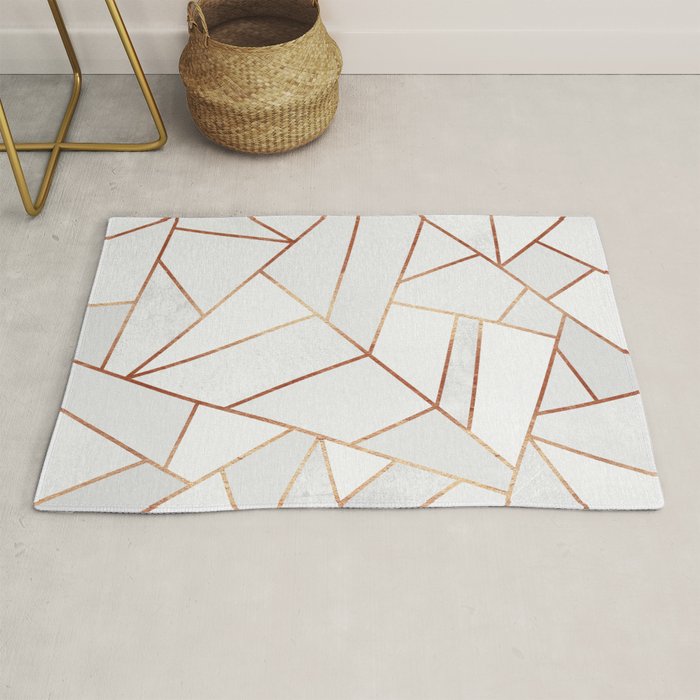 White Stone & Copper Lines Rug Gallery Image 1