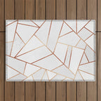 White Stone & Copper Lines Outdoor Rug Gallery Image 1