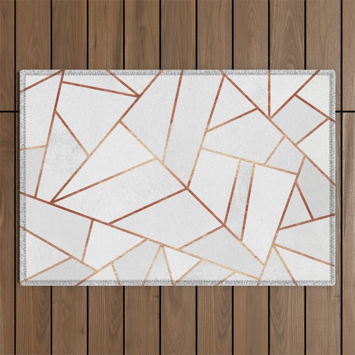 White Stone & Copper Lines Outdoor Rug Gallery Image 1