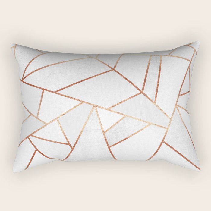 White Stone & Copper Lines Rectangular Pillow Gallery Image 1
