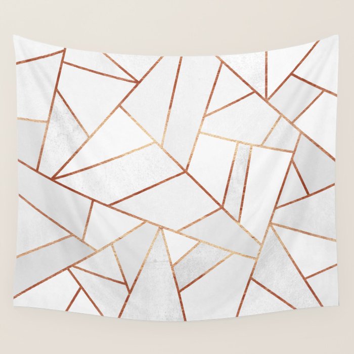 White Stone & Copper Lines Wall Tapestry Gallery Image 1